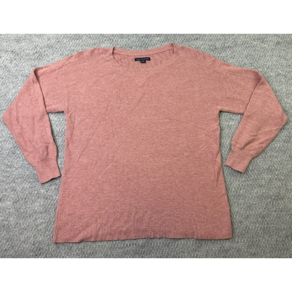 American Eagle Women M Dusty Rose Pink Textured Knit Crewneck Pullover Sweater